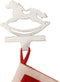 Christmas Stocking Hanger, Rocking Horse in White with Silver Glitter /Accessory