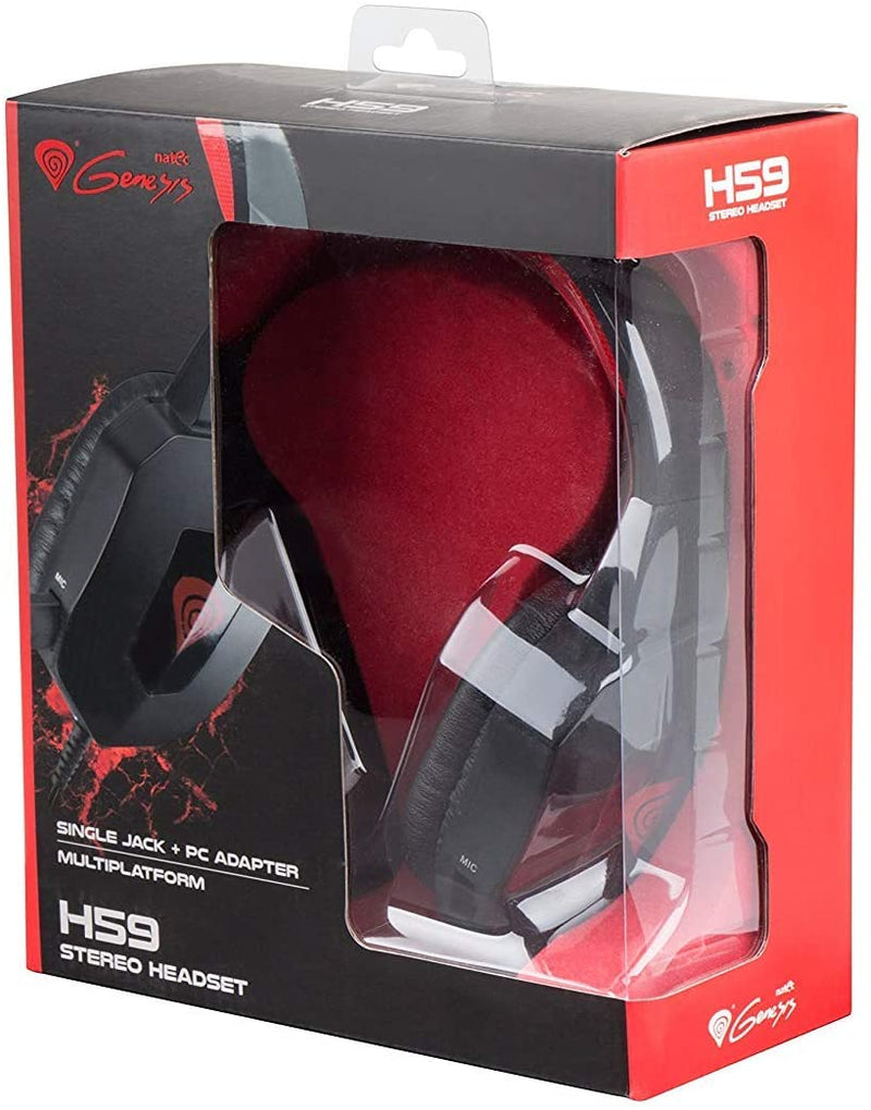 Genesis Gaming Stereo Headset - H59 Single Jack & PC Adapter (Consoles/PC/MAC) (Black) /PS4